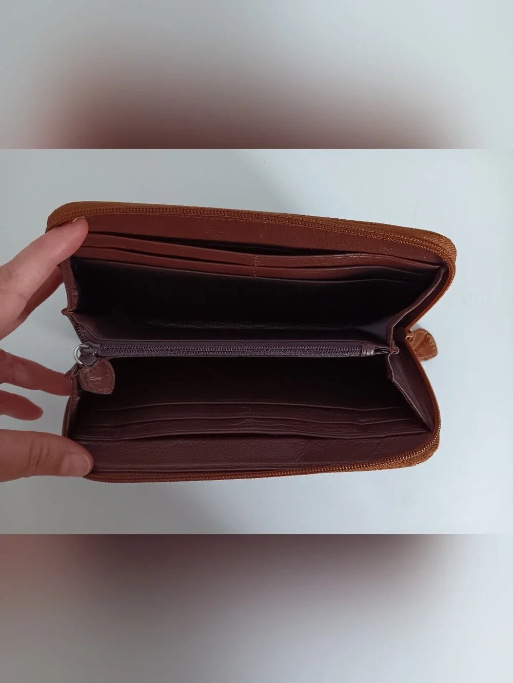 Brown Croc Embossed Zip Aroubd Wallet